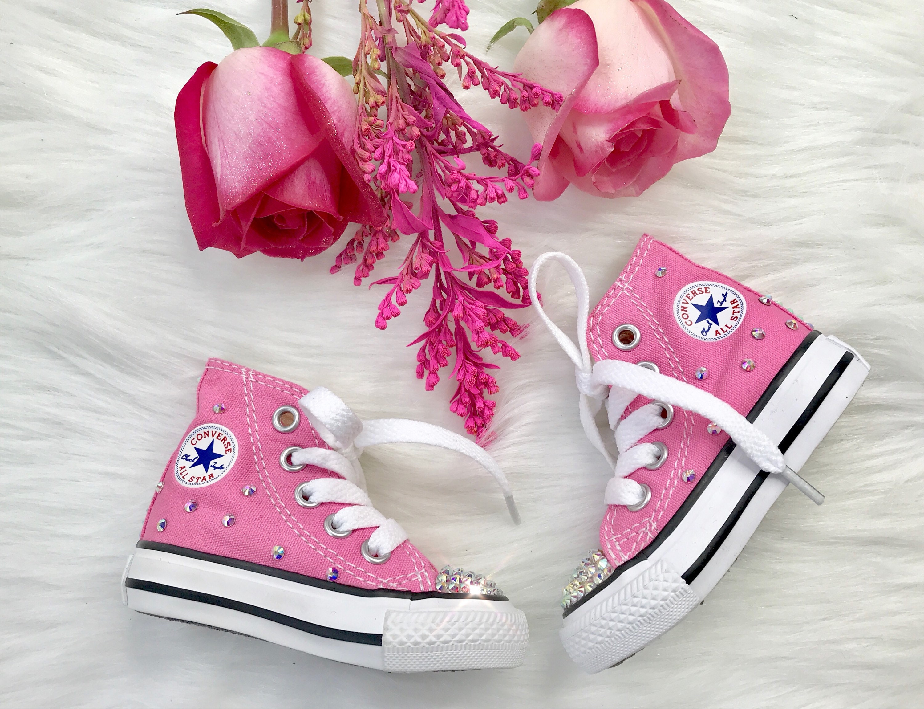 Swarovski Converse Pink Baby Bling Toddler High Top Converse - Etsy