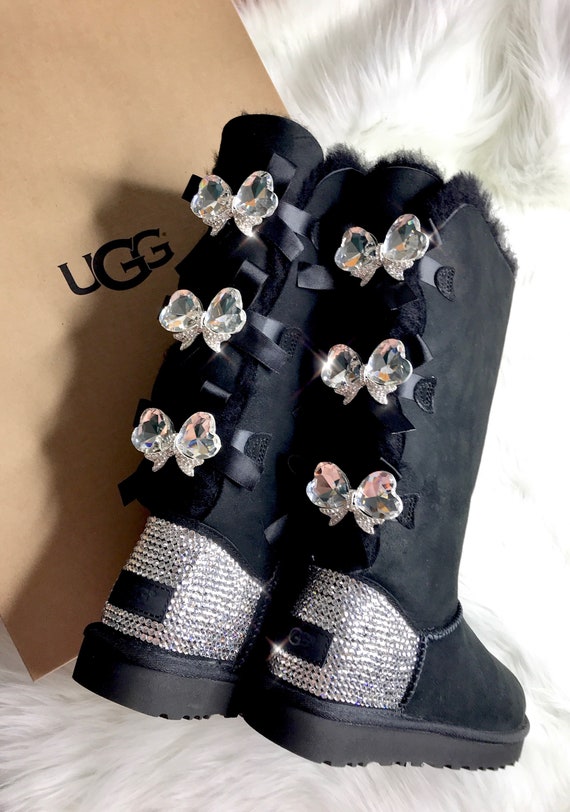 Bling Ugg Crystal Custom Women's Bailey Bow Ugg Boots