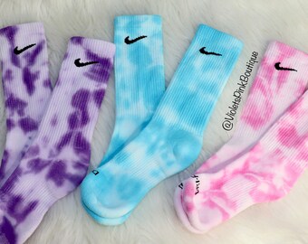 Socks Blue Tie Pink, Dye Nike - Purple, Etsy Tie Custom Dye Nike Norway Socks Crew