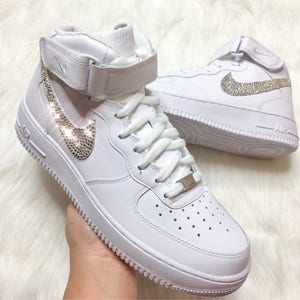 Swarovski Crystal Bling Nike Air Force One In White With Swarovski Crystals Women&#39;s Diamond Sneakers