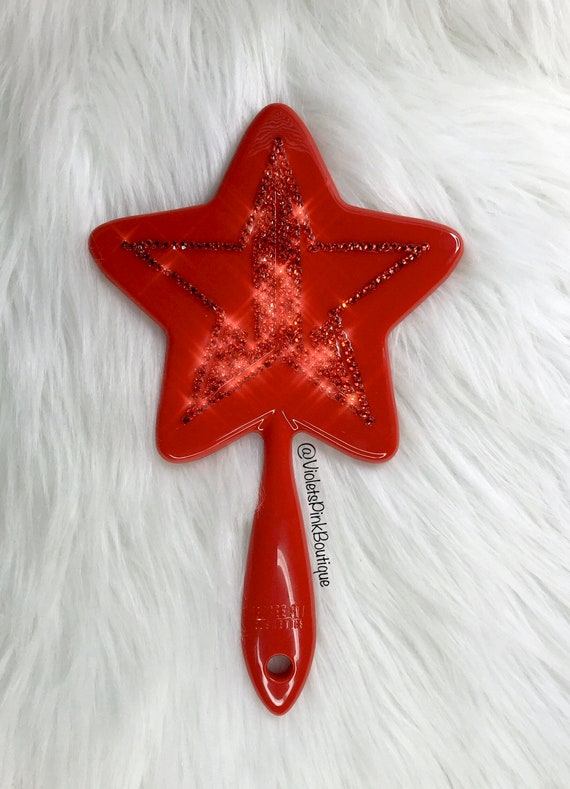 Custom Jeffree Star Blinged Hand Mirror In Red Customized With Red Swarovski Crystals- Gift ideas