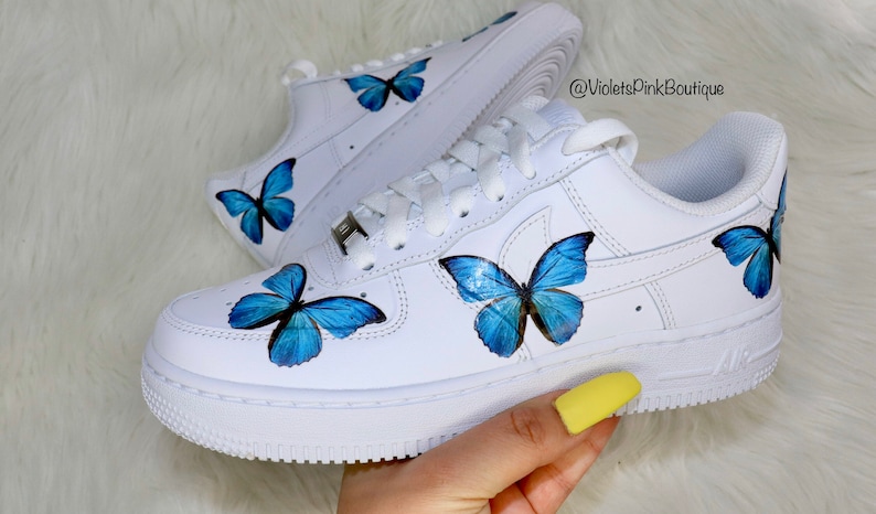 Nike Air Force One Pink Butterflies Women's Custom Sneakers