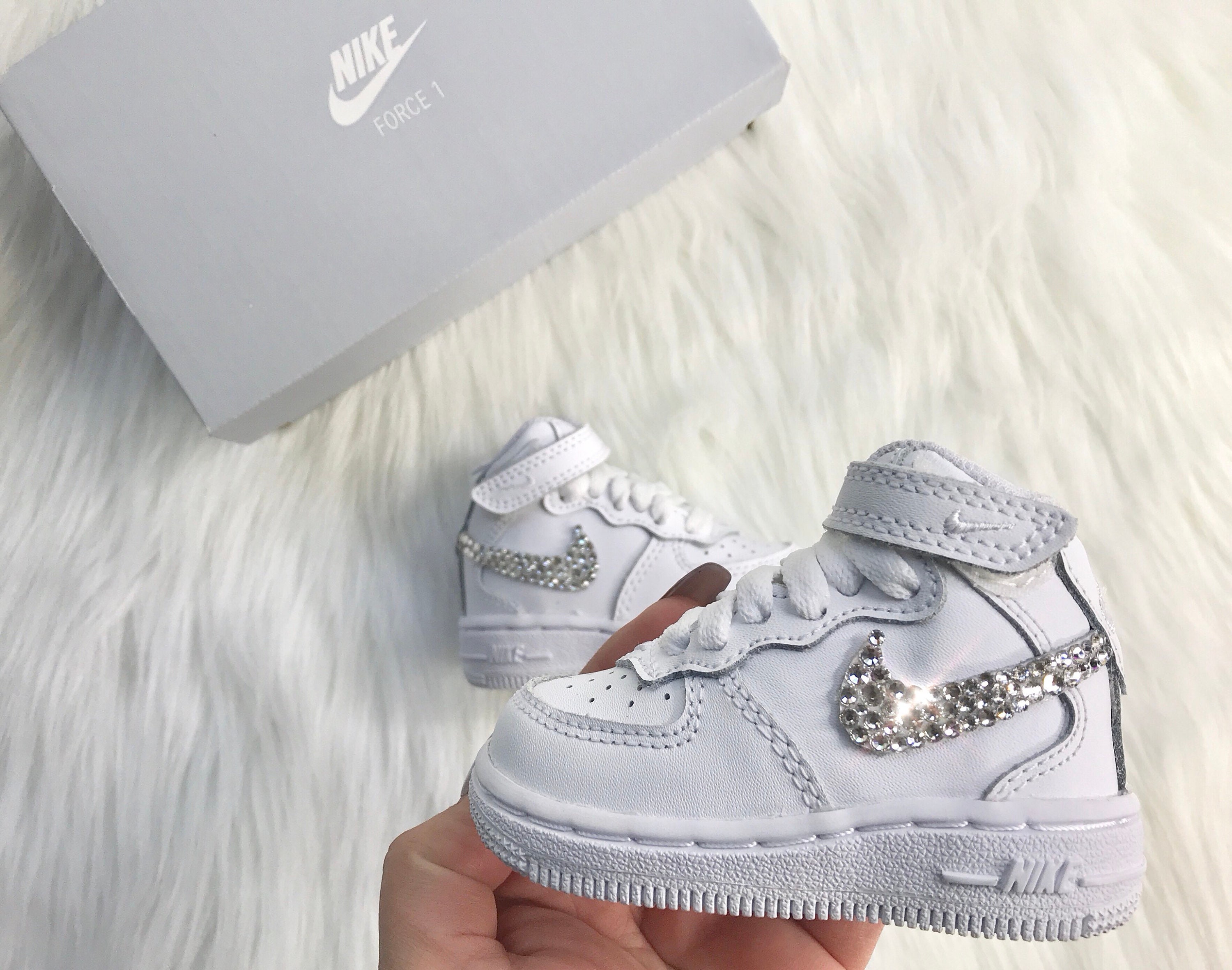 Swarovski Finland Swarovski Force Etsy Nikes Nike Crystals Air 1 - Ideas Gift Baby Customized Baby With