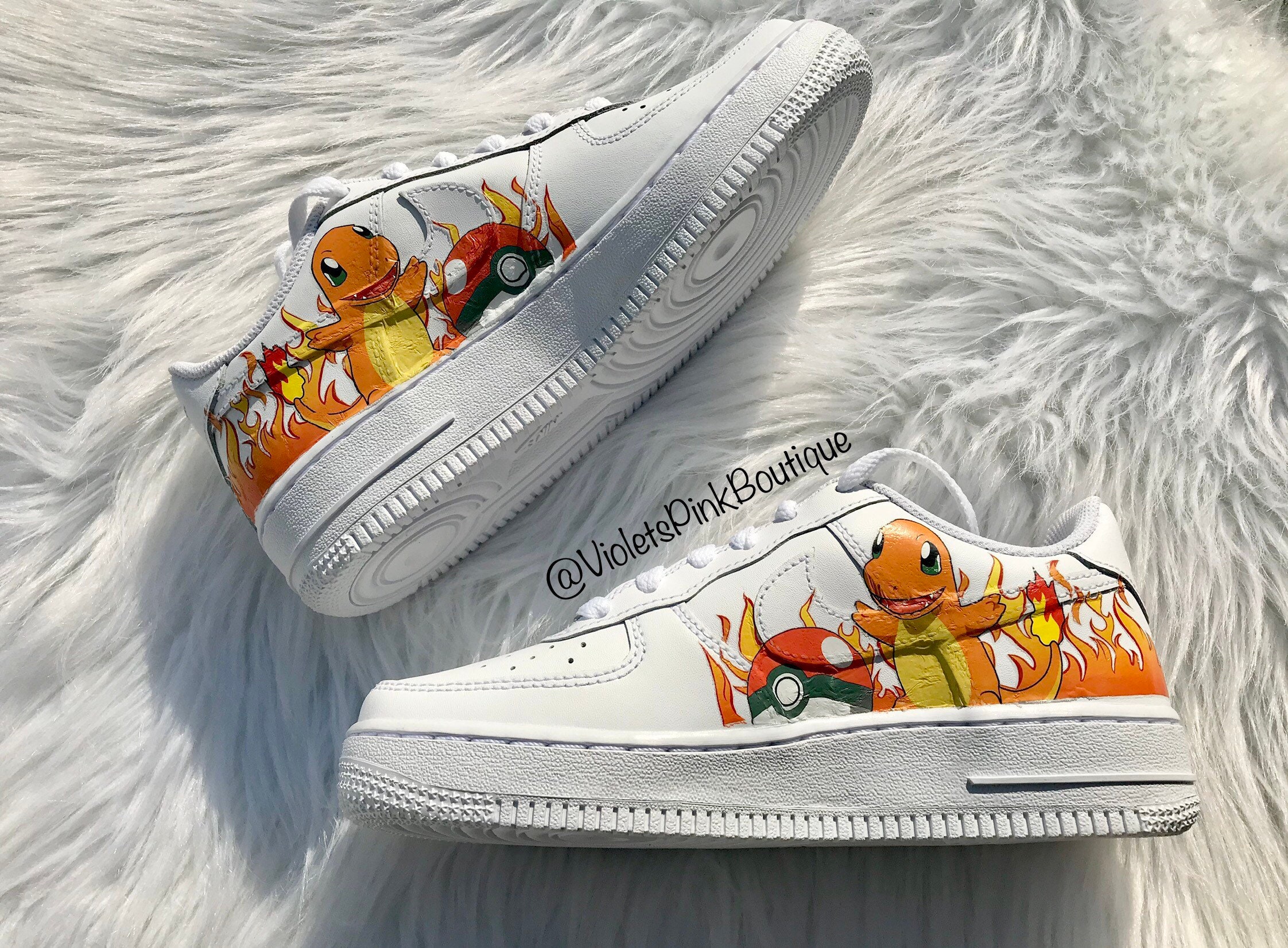 Custom Pokémon Nike Air Force 1s Charmander Women's Custom | Etsy Australia