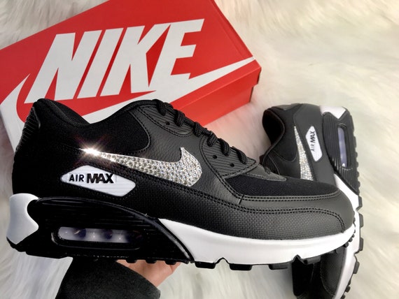 Bling Swarovski Crystals Women's Air Max 90 bling nike Black sneakers