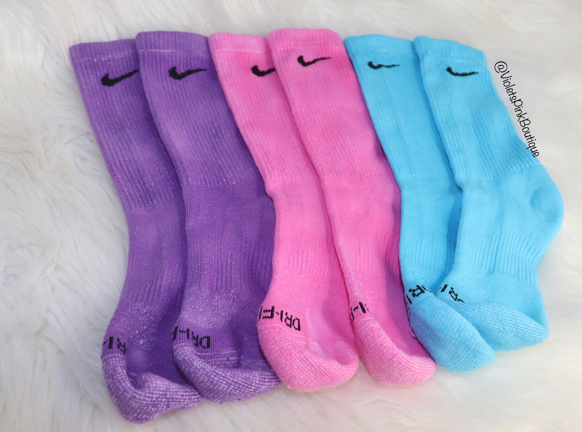 Nike Dyed Socks Pink Purple Blue Custom Dye Nike Crew Socks Etsy