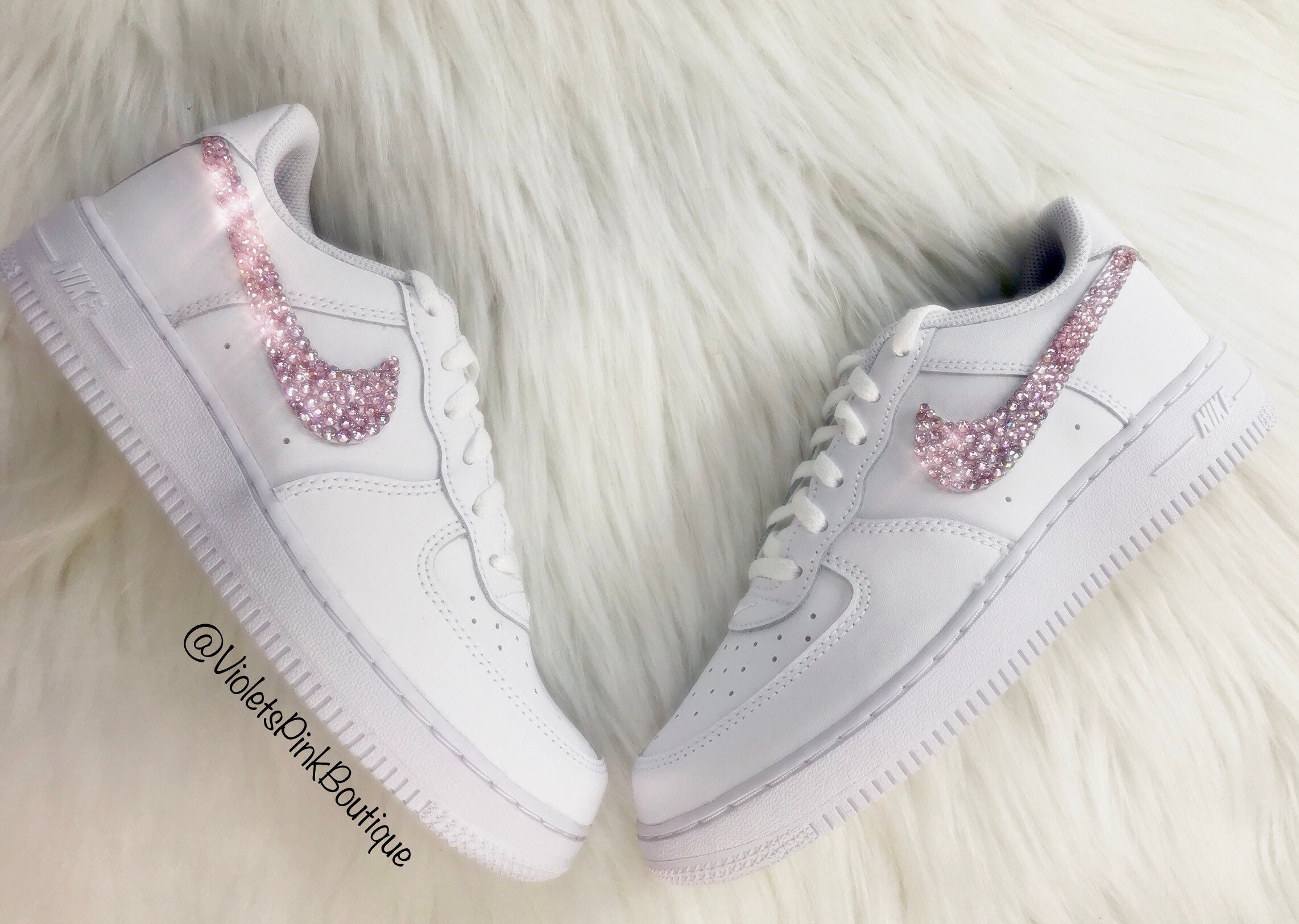 Women's Custom Pink Swarovski Nike Air Force One - Etsy Hong Kong