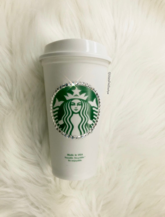 Custom Swarovski Blinged Out STARBUCKS Grande Reusable Travel Coffee Cup- Gift Ideas