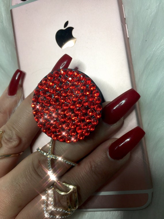 Bling Red Swarovski POPSOCKET Custom Handmade Swarovski Crystal Phone Accessories