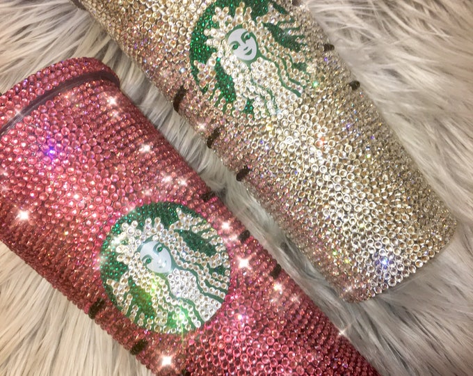 Bling Custom Crystallized STARBUCKS Bling Cold Cup With Pink Swarovski Crystals