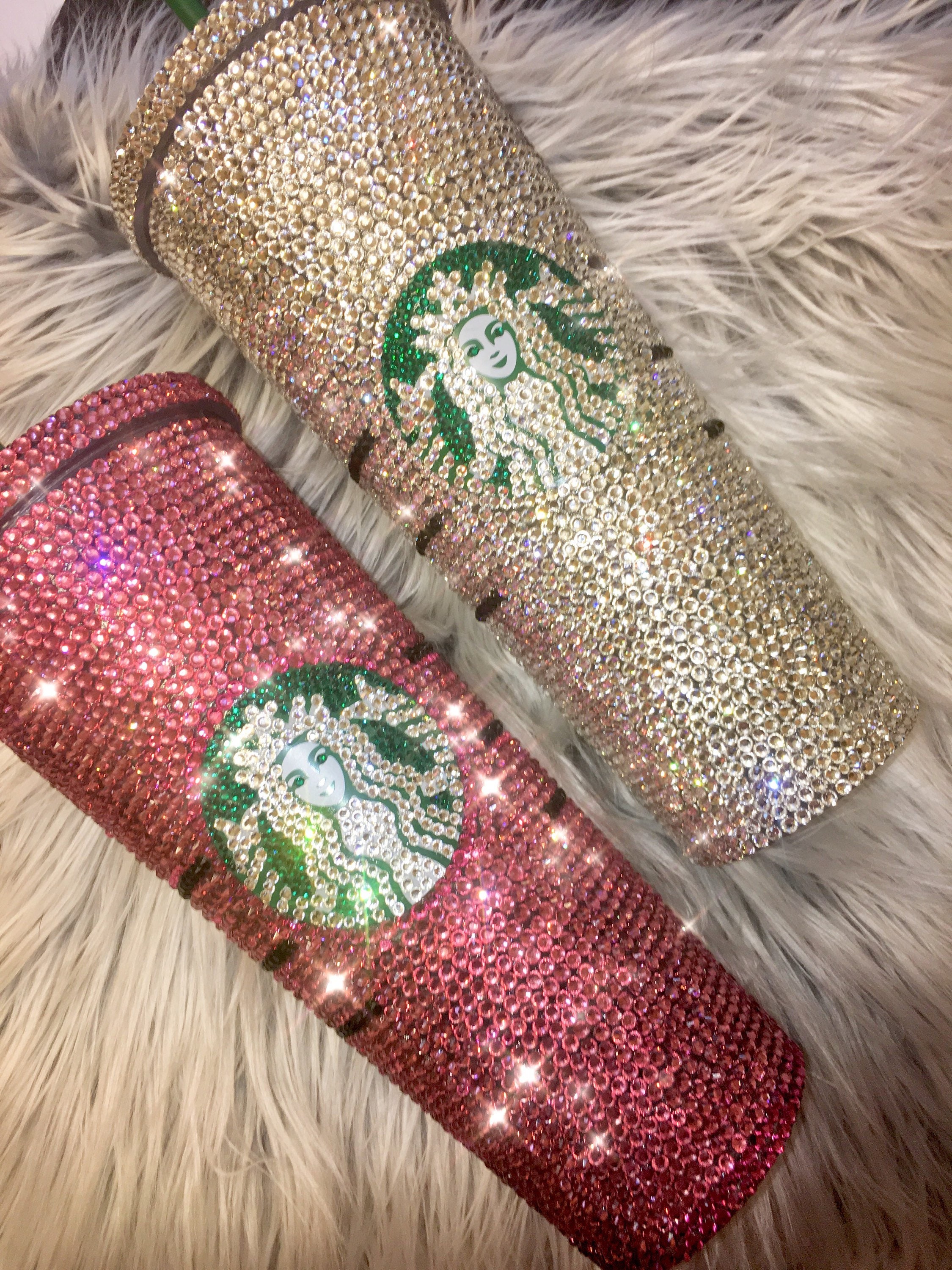 Bling Custom Crystallized STARBUCKS Bling Cold Cup With Pink Swarovski