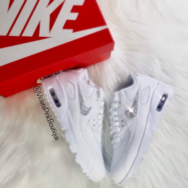 Swarovski Nike Air Max 90 Women's Custom White Sneakers- Gift ideas