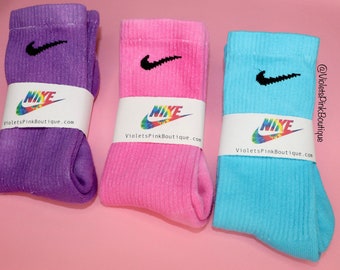 Nike Custom Color Socks In Pink, Purple, Or Blue Custom Dye Nike Crew Socks- Gift Ideas
