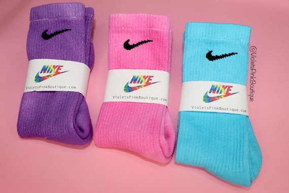 Nike Custom Color Socks In Pink, Purple, Or Blue Custom Dye Nike Crew Socks- Gift Ideas