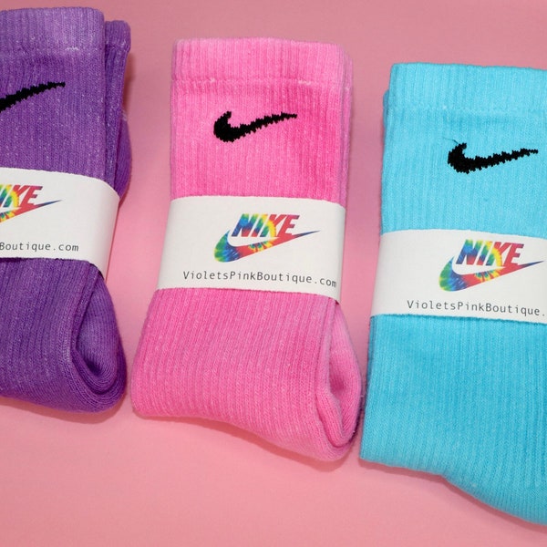 Nike Custom Color Socks In Pink, Purple, Or Blue Custom Dye Nike Crew Socks- Gift Ideas