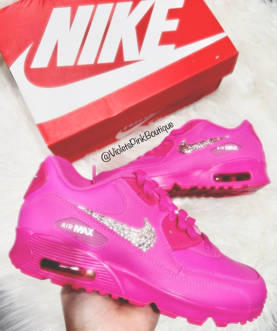 Swarovski Nike Air Max 90 Women's Custom Pink Nike Sneakers Barbie Pink Nikes