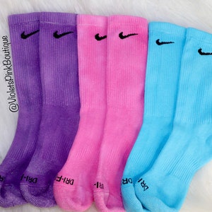 Nike Dyed Socks Pink, Purple, Blue Custom Dye Nike Crew Socks- Gift ideas