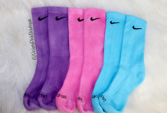 Nike Dyed Socks Pink, Purple, Blue Custom Dye Nike Crew Socks- Gift ideas