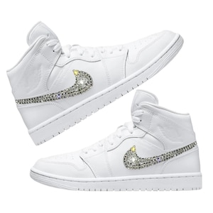 Custom Jordan 1 Mid Bling Swarovski Crystal Women Sneakers