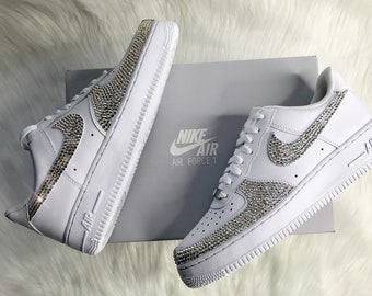 Bling Nike Air Force 1 With Swarovski Crystals Women's White Custom Sneakers- Gift Ideas