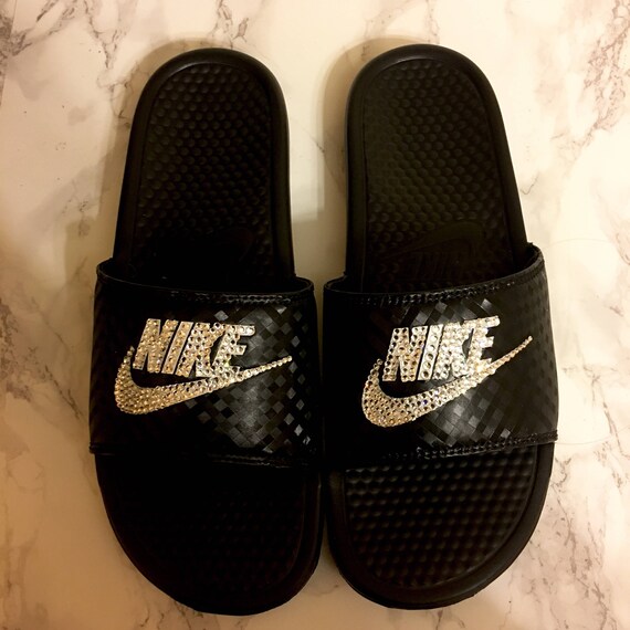 sparkly nike slides