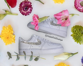 Bling Nike Air Force One With Swarovski Crystals Women's Custom Sneakers Gift Ideas