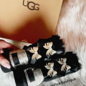Women&#39;s Bling Ugg Swarovski Crystals Custom Bailey Bow Ugg Boots With Crystal Bows Bedazzled Boots