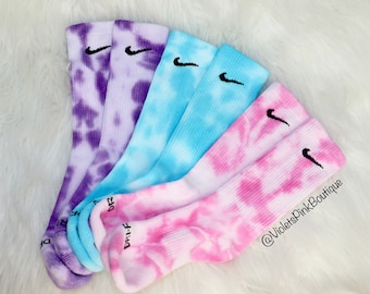 Nike Tie Dye Socks Pink, Purple, Blue Tie Dye Custom Nike Crew Socks Gift Ideas