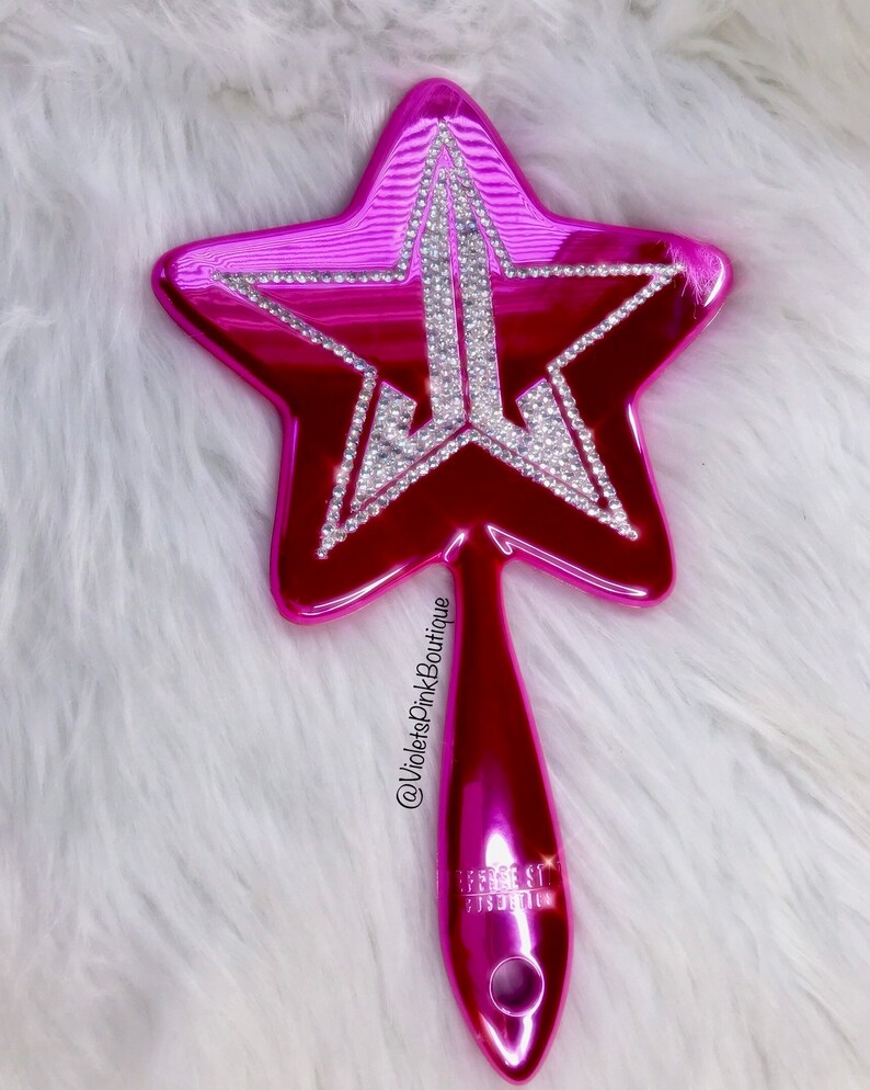 Swarovski Crystals Custom Jeffree Star Hand Mirror Pink Chrome Etsy