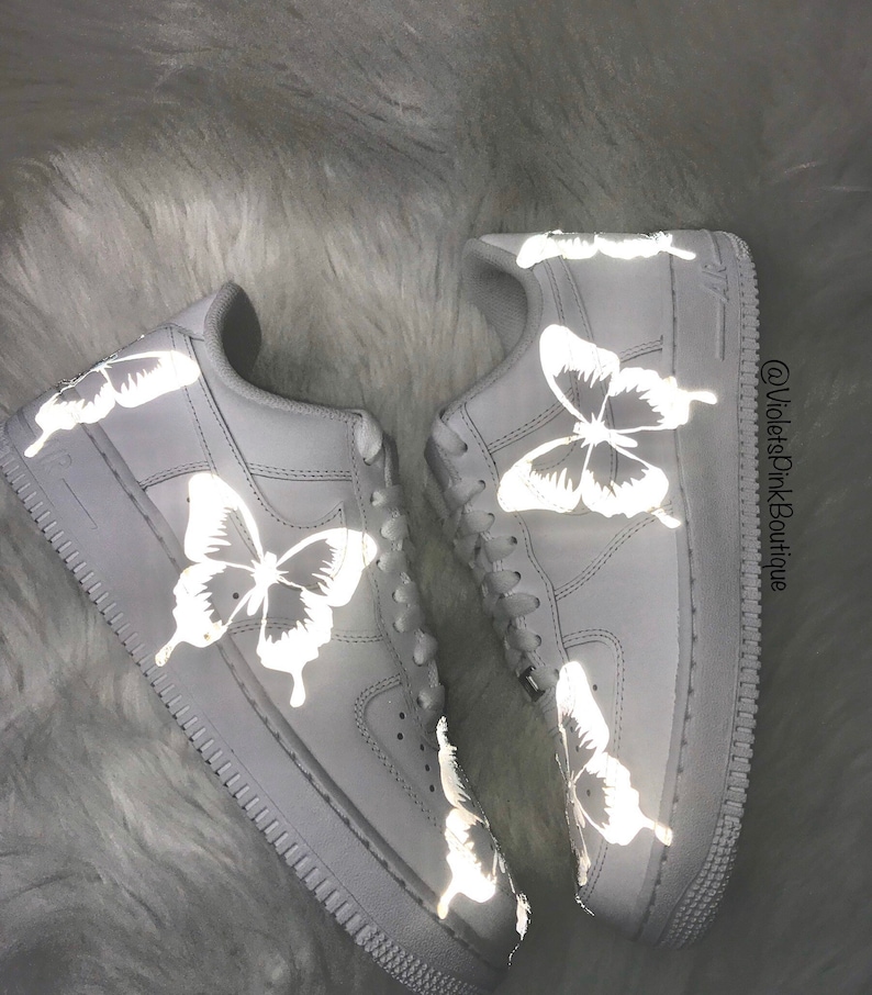 white air force ones with butterflies
