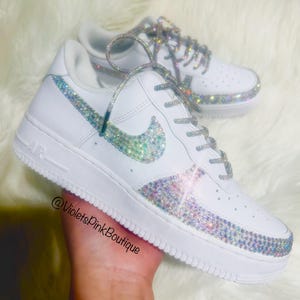 Bling Nike Air Force One With AB Swarovski Crystals Women&#39;s Custom Sneakers Wedding Shoes Bridal SNEAKERS Rhinestone Custom Nike Shoes