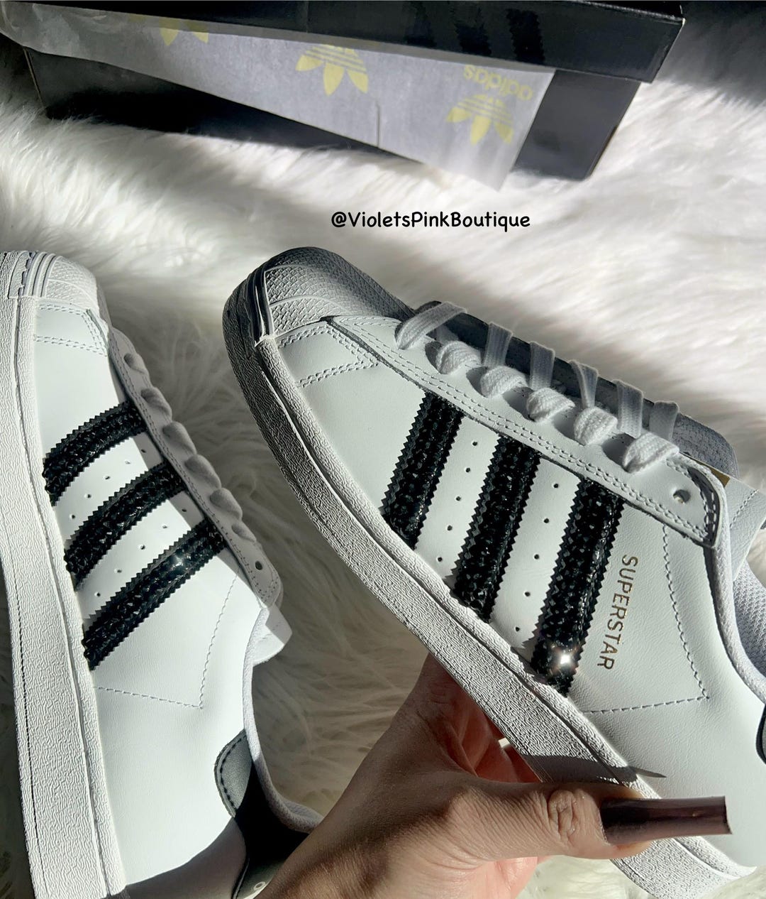 Custom Adidas Superstar Womens Custom Adidas Superstar Sneakers With  Genuine Swarovski Crystals - Etsy