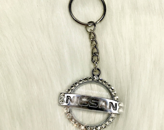 Swarovski Custom Nissan Keychain Encrusted With Swarovski Diamond Crystals- Car Bling Keychains