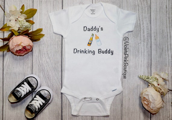 Custom Daddy’s Drinking Buddy Baby Onesie 100% Organic Cotton Baby Onesies Custom Onesie Boys and Girls shirts