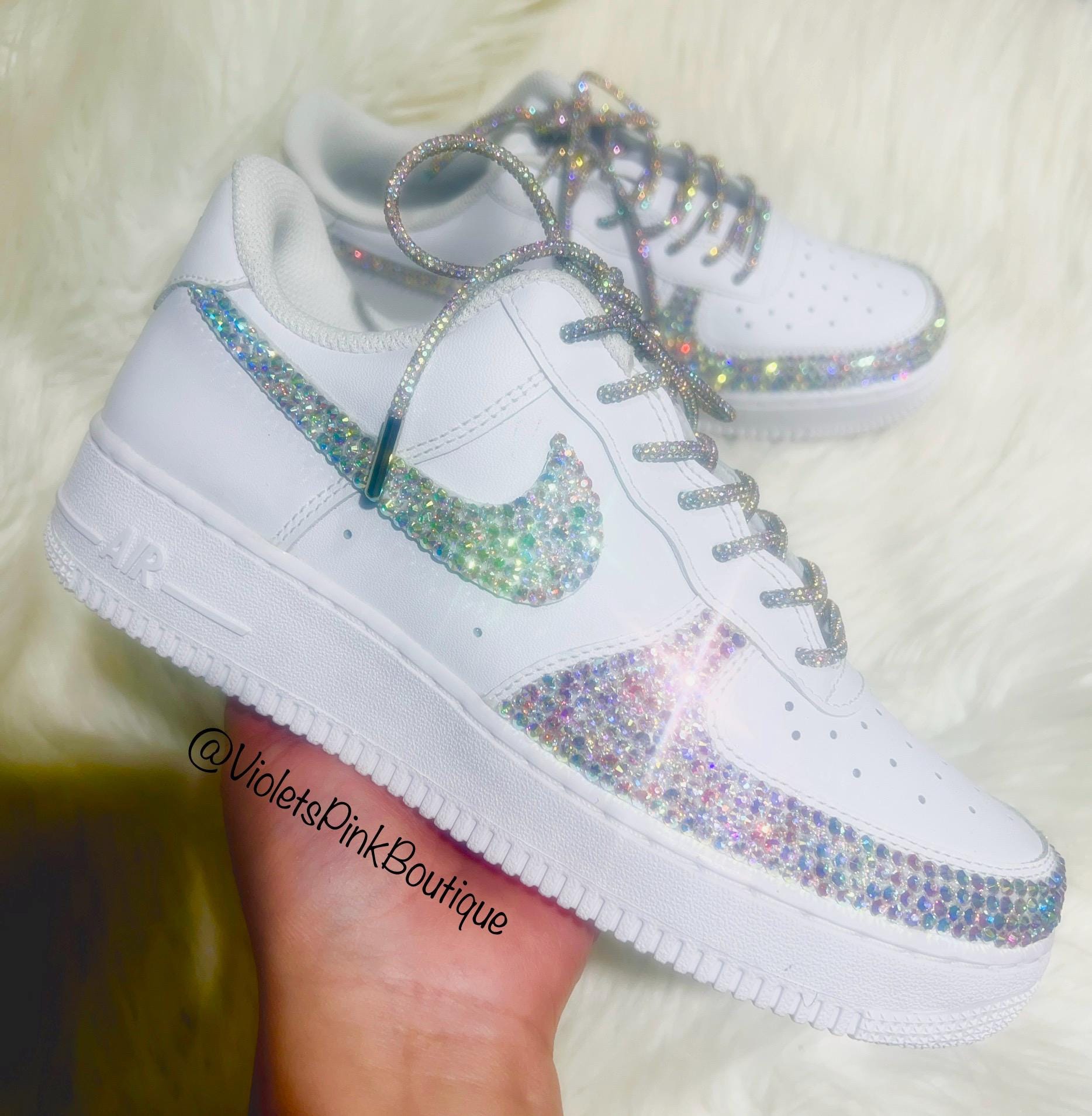Bling Nike Air Force One With AB Swarovski Crystals Women's Custom - Main Image
