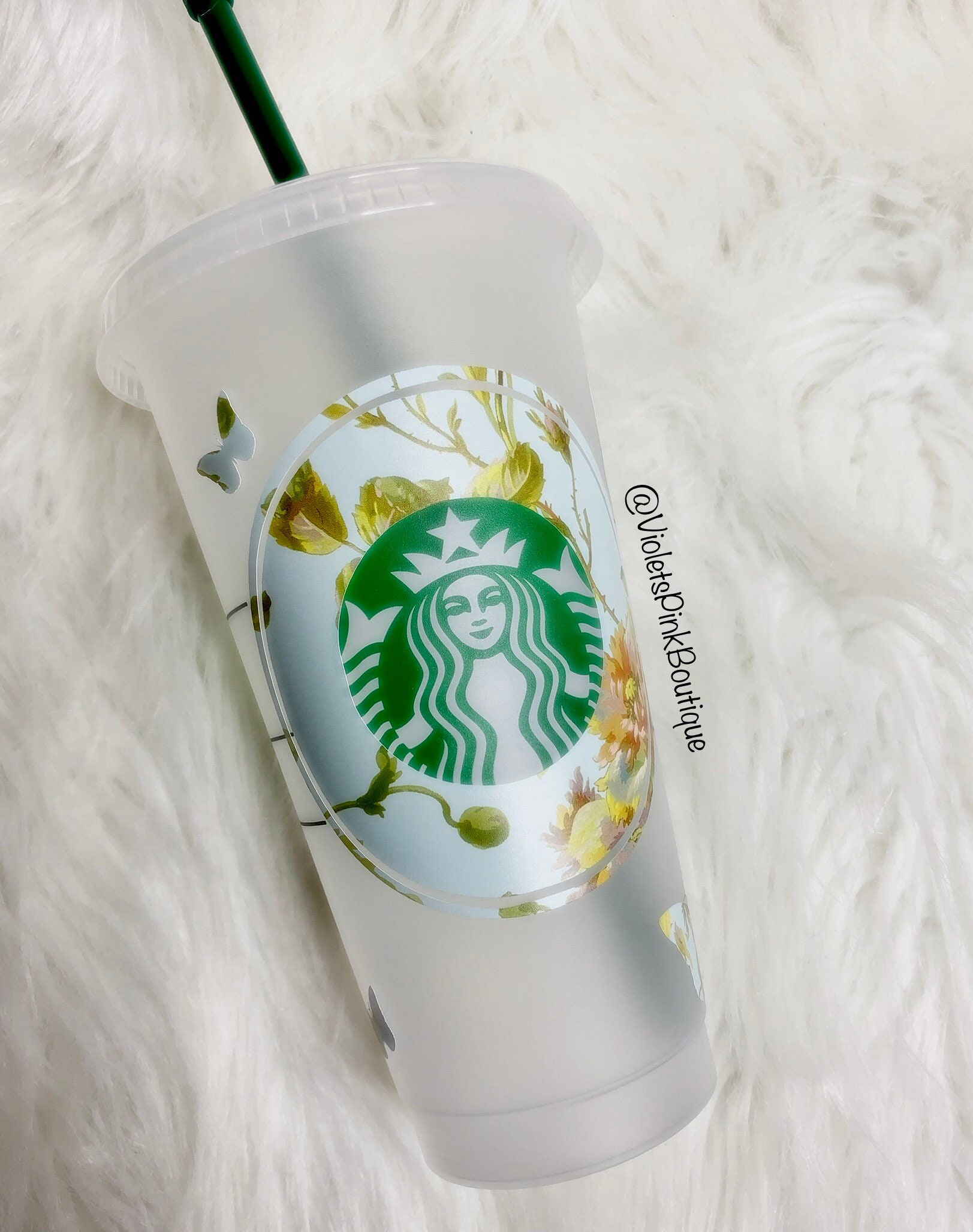 Butterfly Floral Print STARBUCKS Tumbler reusable Cold Cup Custom Starbucks  Cup- Gift Ideas