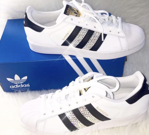 adidas ☆ Superstar Women’s ‘Beaded’ Womens Adidas Original Superstar With Swarvoski Crystals - Etsy