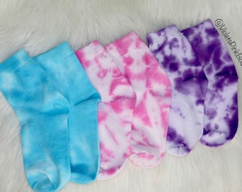 Custom Tie Dye Socks Pink, Purple, Blue Tie Dye Custom Socks