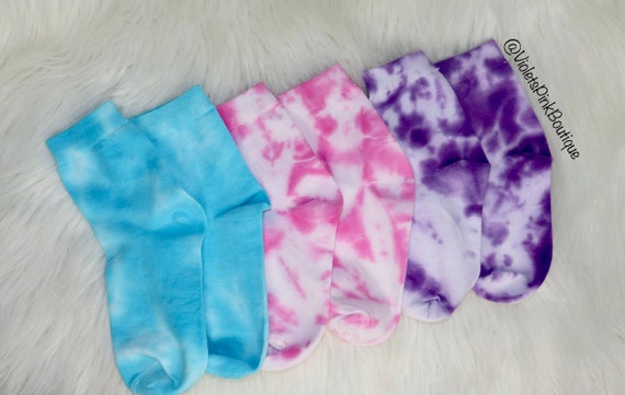 Custom Tie Dye Socks Pink, Purple, Blue Tie Dye Custom Socks