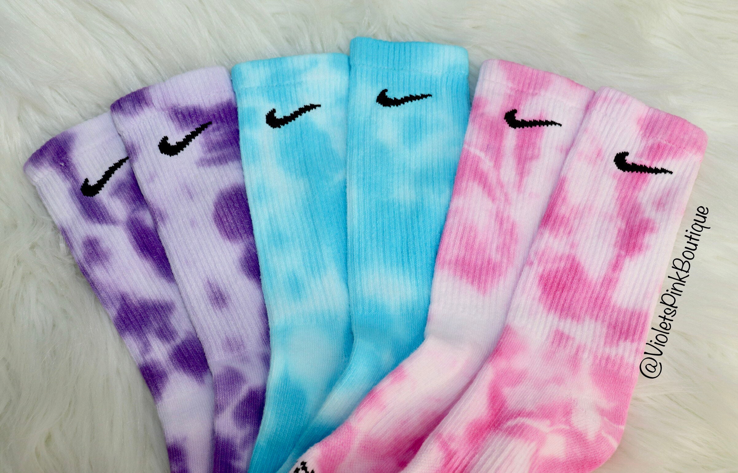 Etsy Socks Socks Tie Dye Dye Custom Denmark Tie Nike Blue Purple, Nike Crew - Pink,