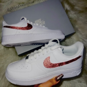 Size 5 Ready To Ship Pink Glitter Nike Air Force 1 Women&#39;s 5 Sneakers Bling Custom Shoes