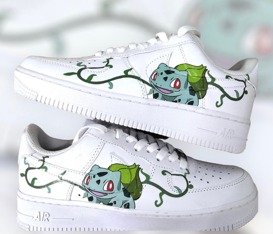 Custom Pokémon Nike Air Force 1s Bulbasaur Sneakers on Sale