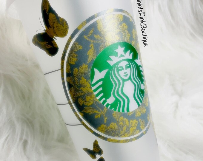 Butterfly Floral Print STARBUCKS reusable Cold Cup Custom Starbucks Cup