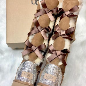 Bling Ugg Boots Custom Bling Women&#39;s Bailey Bow Tall II Ugg Boots Swarovski Crystal Ugg Boots