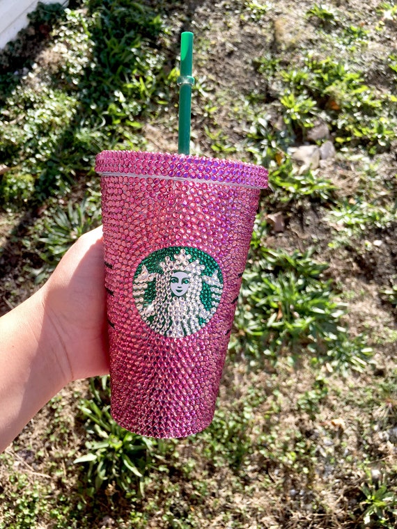 Pink Swarovski Crystallized STARBUCKS  Custom Cold Cup With Pink Swarovski Crystals