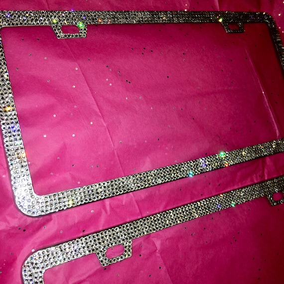 Bling License Plates Stainless Steel Frame Hand Encrusted With Bling License Plates Stainless Steel