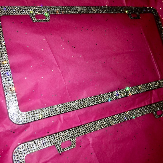 Bling License Plates Stainless Steel Frame Hand Encrusted with Swarovski Crystals