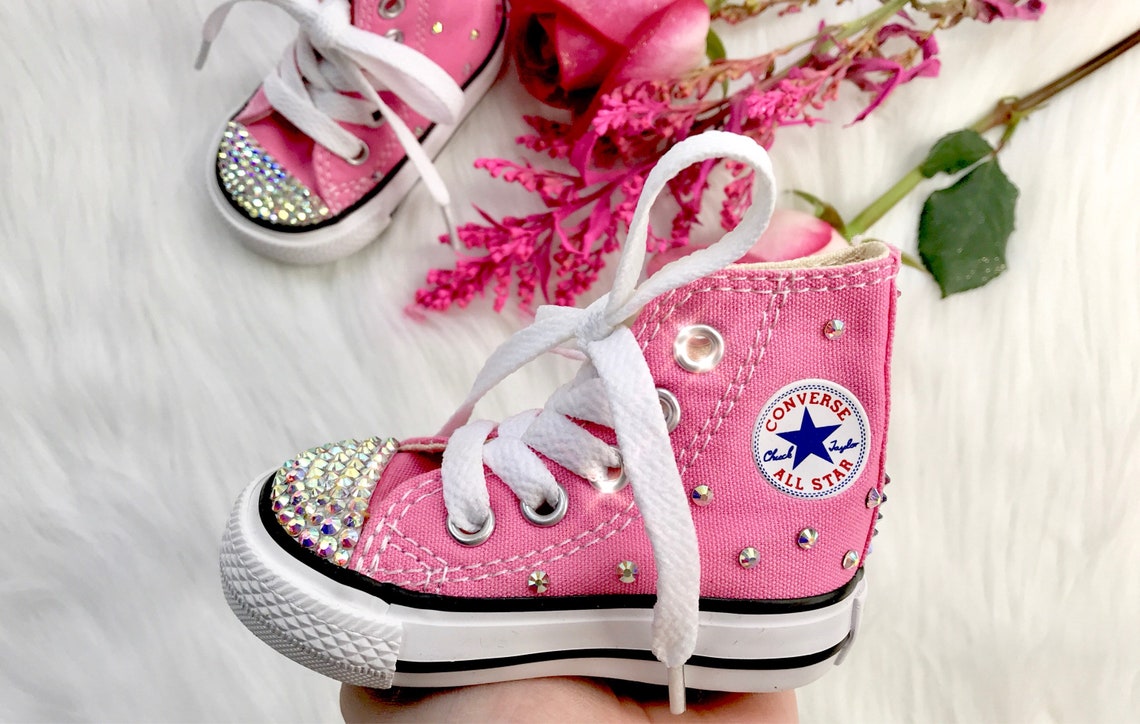 Swarovski Converse Pink Baby Bling Toddler High Top Converse - Etsy