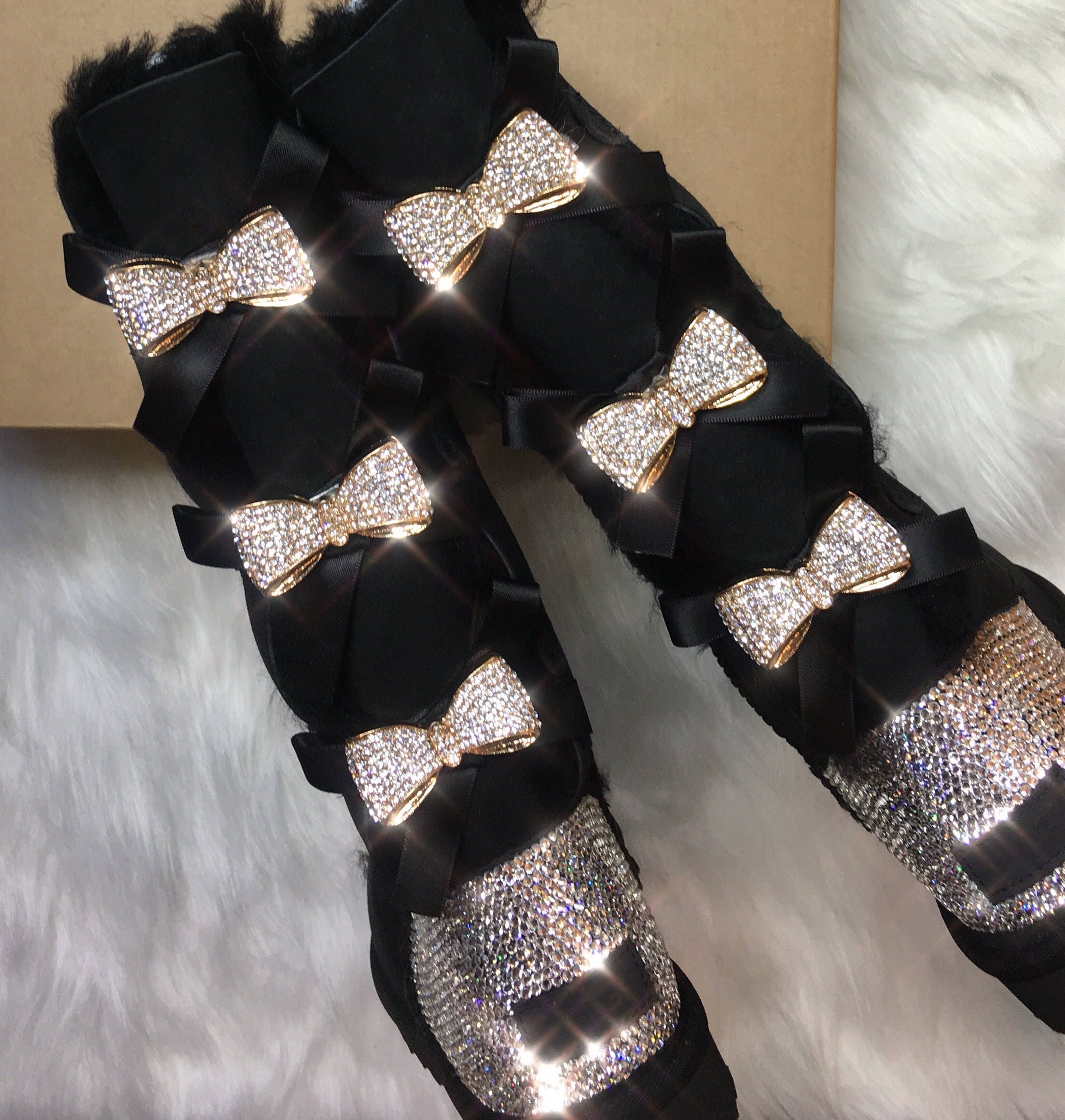 Custom Bling Ugg Crystal Women's Bailey Bow Tall II Ugg Boots