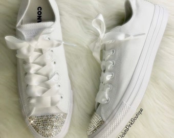Bridal Converse Women's Bling Swarovski Crystal White CONVERSE Wedding Shoes